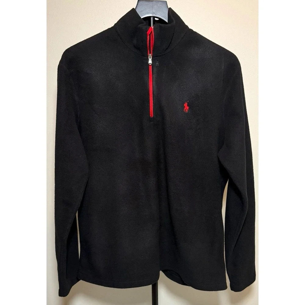 Polo Ralph Lauren Performance Men's 1/4 Zip Fleece Pullover Black L Logo